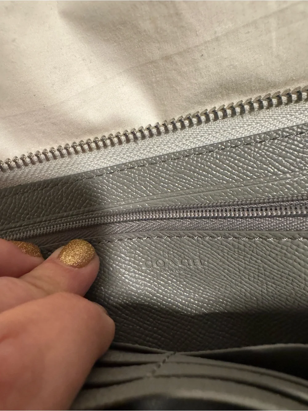 Coach Silver Saffiano Zip Wallet - Picture 4 of 4